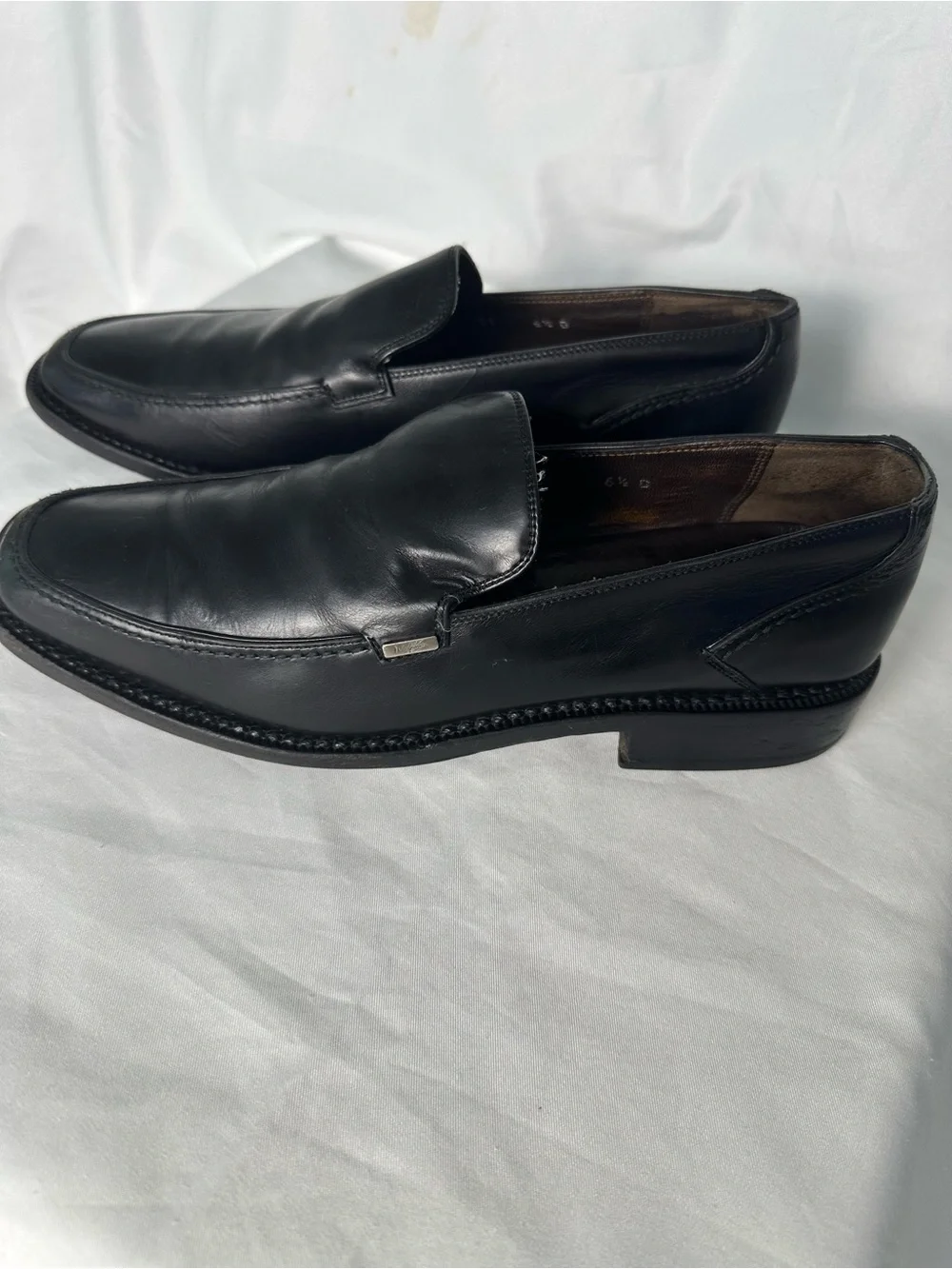 Salvatore Ferragamo Men’s Black Leather Loafers Slip-On Shoes Size 6.5